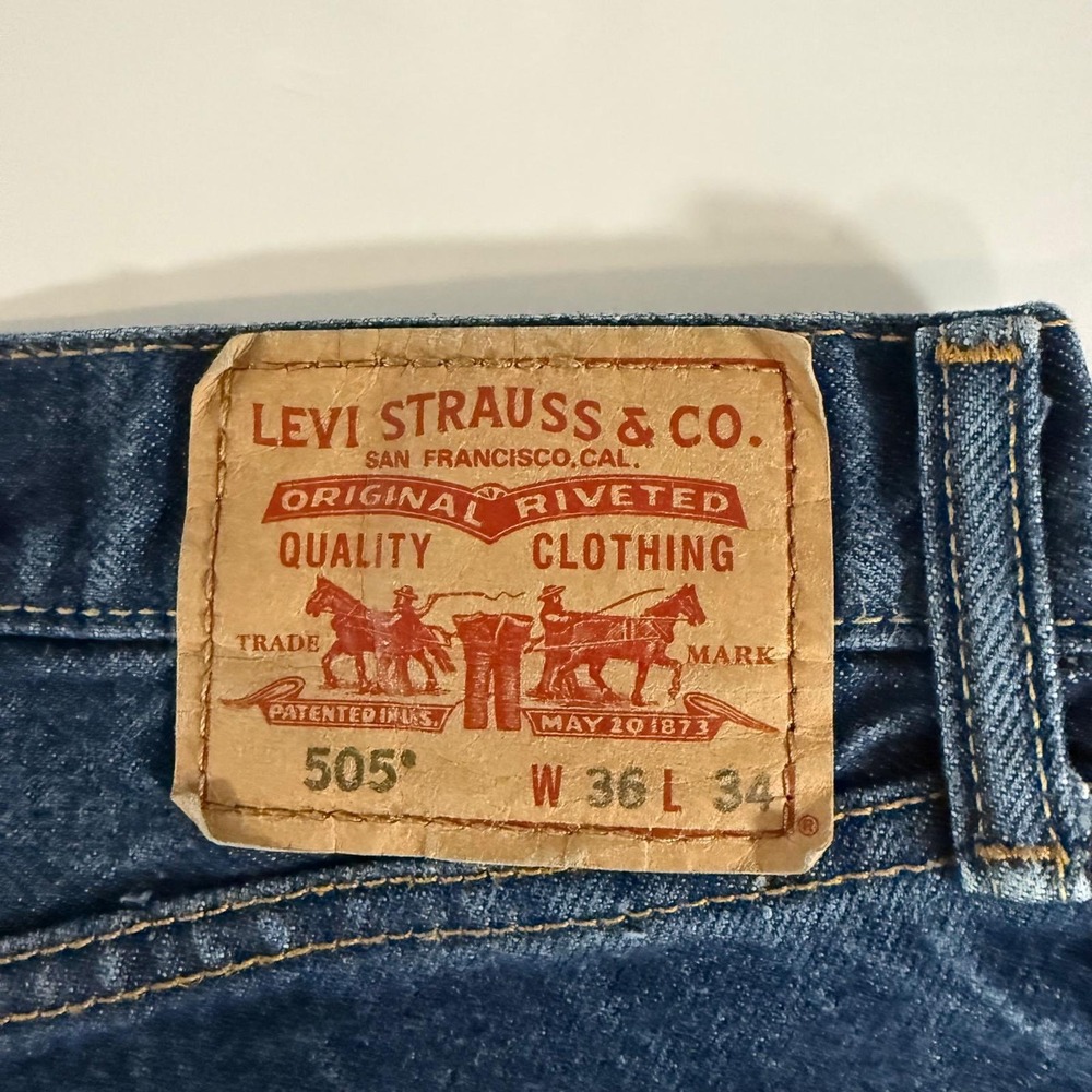 Levis 505 Straight Fit Mens Jeans W36 L34 Medium Wash Blue Denim Pants